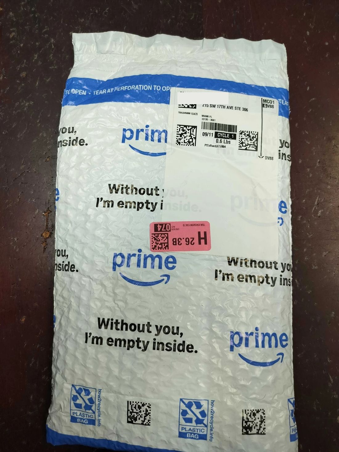 Real package received at Miami Cruise Box locker